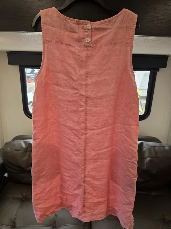 J Jill, Coral Linen Shift Dress with Button Accents - Picture 2 of 8